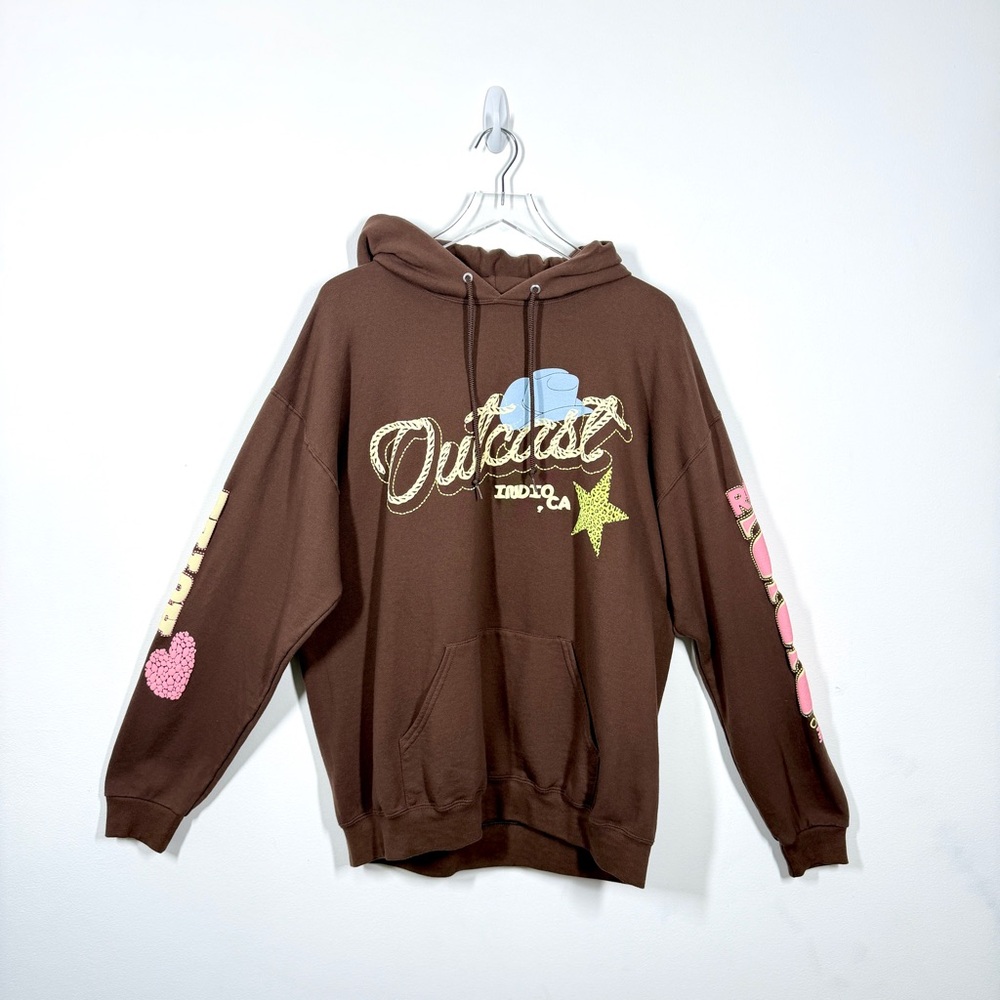 Outcast Unisex Size XL Brown Graphic Official Coachella Stagecoach 2025 Hoodie
